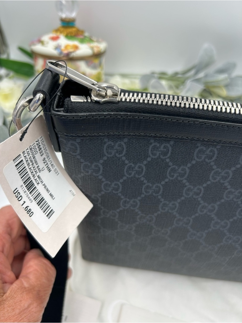 Gucci Black GG Monogram Messenger Crossbody Bag detachable strap made in Italy - Picture 9 of 11